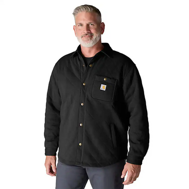Carhartt Rain Defender® Loose Fit Heavyweight Quilted Snap Front Shirt Jac (Black) Size M