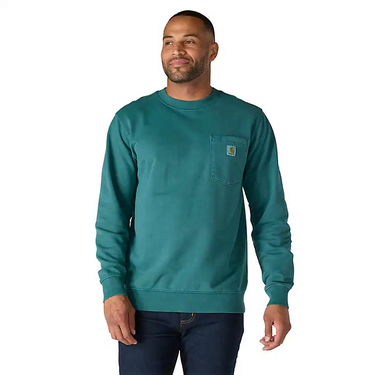 Carhartt Relaxed Fit Midweight Garment Dye French Terry Crewneck Pocket Sweatshirt (Greenstone) Size S
