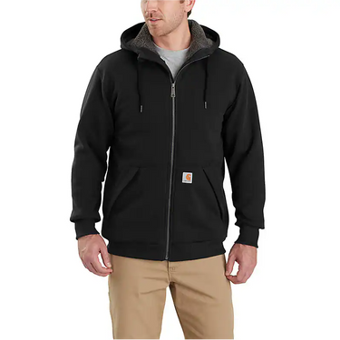 Carhartt Rain Defender® Relaxed Fit Midweight Sherpa-Lined Full-Zip Sweatshirt (Black)