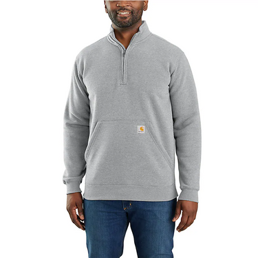 Carhartt Loose Fit Midweight Quarter-Zip Mock-Neck Sweatshirt (Heather Gray) Size S