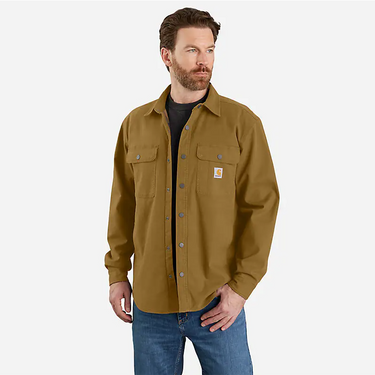 Carhartt Rugged Flex® Relaxed Fit Canvas Fleece-Lined Shirt Jac (Oak Brown) Size 2XLT