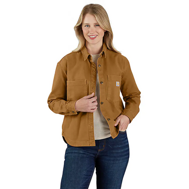 Carhartt Women's Montana Rugged Flex® Loose Fit Heavyweight Duck Overshirt (Carhartt Brown) Size XXL