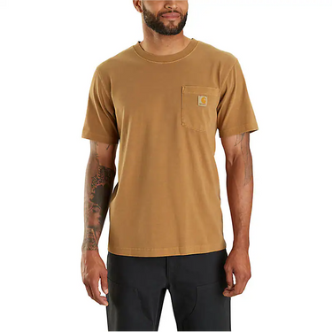 Carhartt Re-Engineered Relaxed Fit Lightweight Short-Sleeve Garment Dyed Pocket T-Shirt (Carhartt Brown) Size XXL