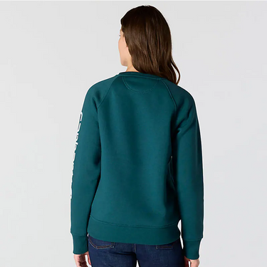 Carhartt Women's Relaxed Fit Midweight Graphic Crewneck Sweatshirt (Greenstone) Size XL