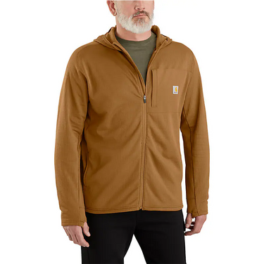 Carhartt Force® Relaxed Fit Full-Zip Long-Sleeve Hooded Fleece-Lined Shirt (Carhartt Brown) Size L