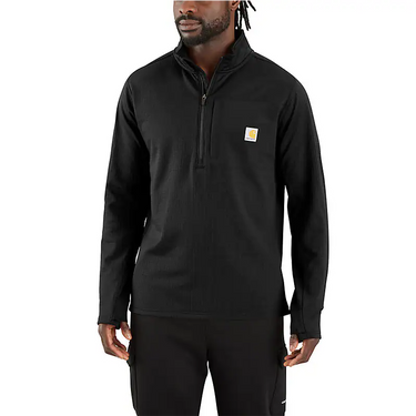 Carhartt Force® Relaxed Fit Mock Neck Half-Zip Fleece-Lined Shirt (Black) Size M