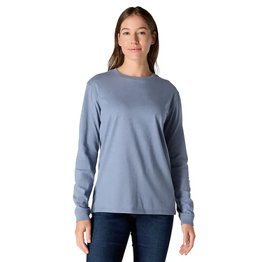 Carhartt Women's Loose Fit Heavyweight Long-Sleeve Logo Sleeve Graphic T-Shirt (Light Faded Navy Heather) Size M
