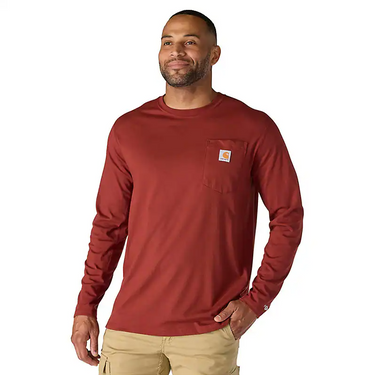 Carhartt Force® Relaxed Fit Long-Sleeve Pocket T-Shirt (Dark Spice Red Heather) Size M