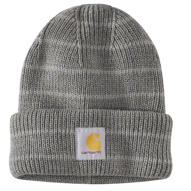 Carhartt Women's Rib Knit Beanie (Heather Grey Stripe)