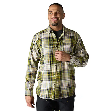 Carhartt Rugged Flex™ Relaxed Fit Lightweight Long-Sleeve Plaid Shirt (Dark Bronzed Green) Size XL