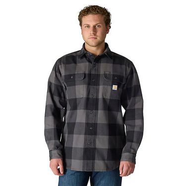 Carhartt Loose Fit Heavyweight Flannel Long-Sleeve Plaid Shirt (Gravel) Size XXL