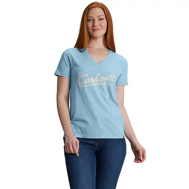 Carhartt Women's TENCEL™ Fiber Series Relaxed Fit Short-Sleeve Graphic V-Neck T-Shirt (Fresh Water) Size XXL