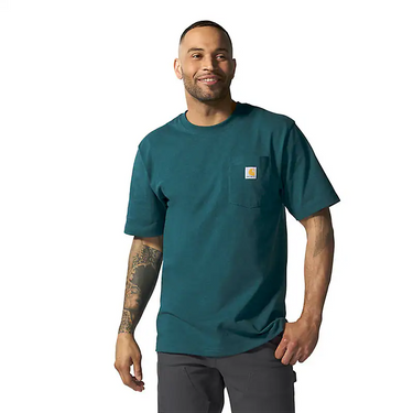 Carhartt K87 Loose Fit Heavyweight Short-Sleeve Pocket T-Shirt (Greenstone Heather) Size XLT