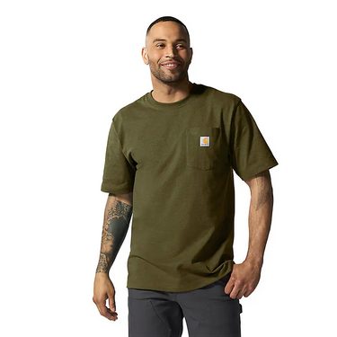 Carhartt K87 Loose Fit Heavyweight Short-Sleeve Pocket T-Shirt (Dark Bronzed Green Heather) Size L