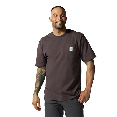 Carhartt K87 Loose Fit Heavyweight Short-Sleeve Pocket T-Shirt (Dark Sepia Heather) Size 3XLT