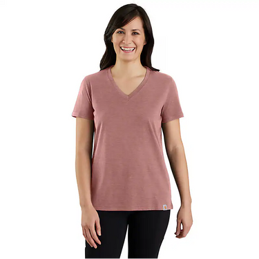 Carhartt Women's TENCEL™ Fiber Series Relaxed Fit Short-Sleeve V-neck T-Shirt (Rose Tint Slub) Size L