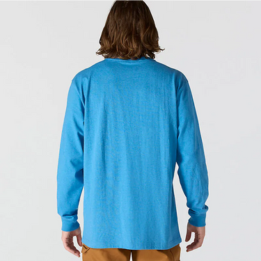 Carhartt Loose Fit Heavyweight Long-Sleeve Logo Sleeve Graphic T-Shirt (Horizon Blue Heather) Size S