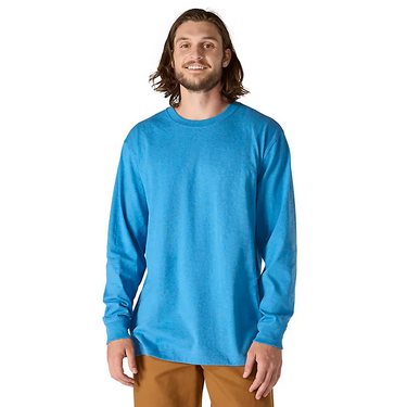 Carhartt Loose Fit Heavyweight Long-Sleeve Logo Sleeve Graphic T-Shirt (Horizon Blue Heather) Size S