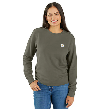 Carhartt Women's TENCEL™ Fiber Series Relaxed Fit French Terry Crewneck Sweatshirt (Dusty Olive) Size M