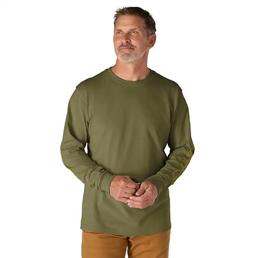 Carhartt Loose Fit Heavyweight Long-Sleeve Logo Sleeve Graphic T-Shirt (Dark Bronzed Green Heather) Size S