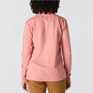 Carhartt Women's Loose Fit Heavyweight Long-Sleeve Logo Sleeve Graphic T-Shirt (Rose Tint Heather) Size XXL
