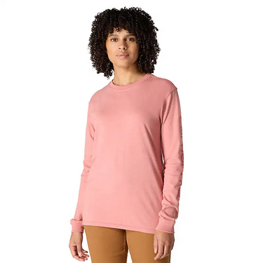 Carhartt Women's Loose Fit Heavyweight Long-Sleeve Logo Sleeve Graphic T-Shirt (Rose Tint Heather) Size XXL