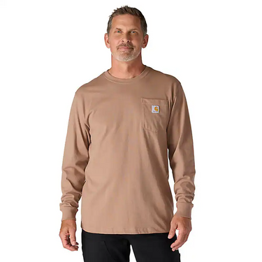 Carhartt Loose Fit Heavyweight Long-Sleeve Pocket T-Shirt (Soft Sepia) Size M