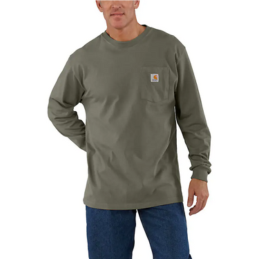 Carhartt Loose Fit Heavyweight Long-Sleeve Pocket T-Shirt (Dusty Olive) Size S