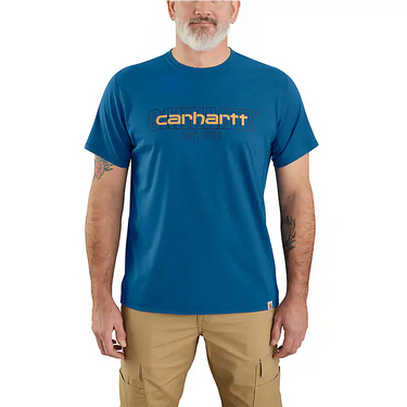 Carhartt Force® Relaxed Fit Short-Sleeve Logo Graphic T-Shirt (Light Huron Heather) Size L