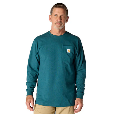Carhartt Loose Fit Heavyweight Long-Sleeve Pocket T-Shirt (Greenstone Heather) Size S