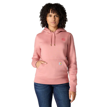 Carhartt Women's Relaxed Fit Midweight Logo Sleeve Graphic Hoodie (Dusty Cedar Heather) Size XXL