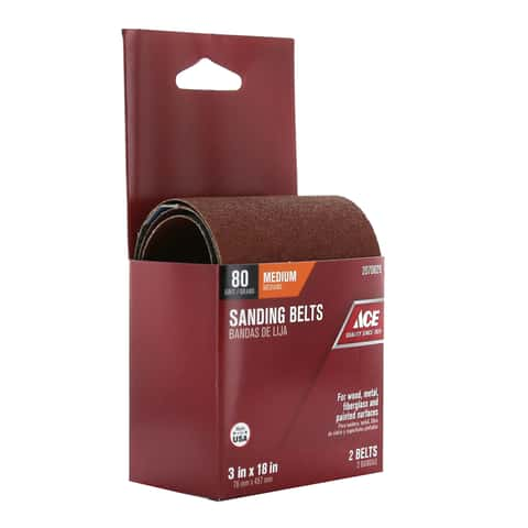 Ace 18 in. L X 3 in. W Aluminum Oxide Sanding Belt 80 Grit Medium 2 pc