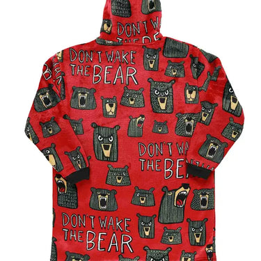 Lazy One Don't Wake The Bear Blanket Hoodie (Red) One Size
