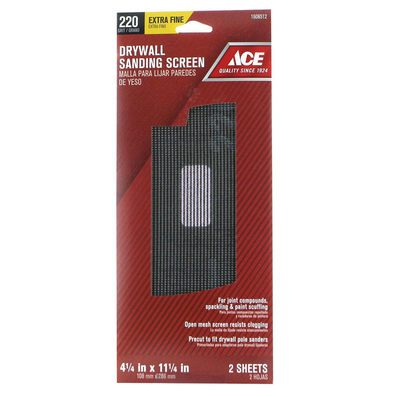 Load image into Gallery viewer, Ace 11-1/4 in. L X 4-1/4 in. W 220 Grit Silicon Carbide Drywall Sanding Screen 2 pk
