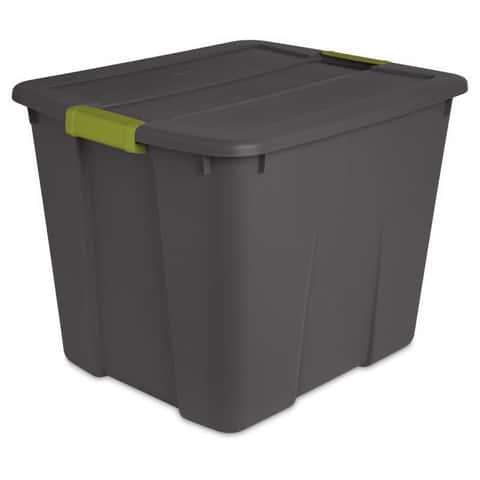 Sterilite 20 gal Dark Gray Latch Storage Box 16-7/8 in. H X 22-1/8 in. W X 18-5/8 in. D Stackable