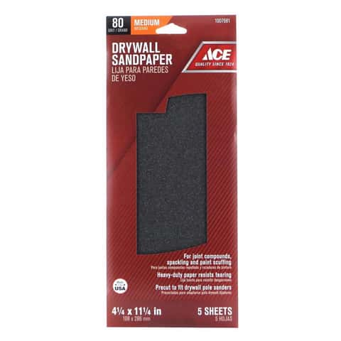 Ace 11-1/4 in. L X 4-1/4 in. W 80 Grit Silicon Carbide Drywall Sanding Sheet 5 pk