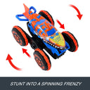 Tiger Shark Climber RC truck spinning, with arrows showing the spin stunt