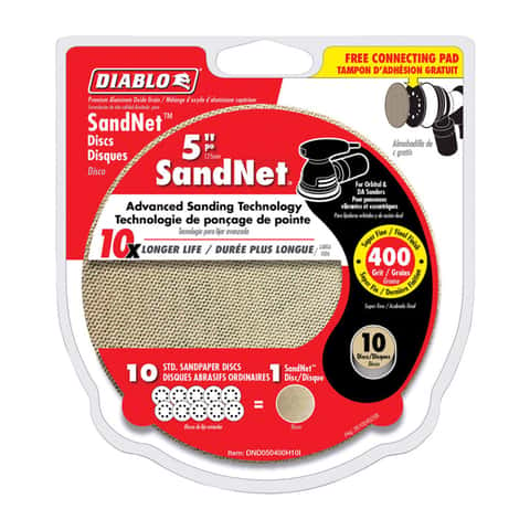 Load image into Gallery viewer, Diablo SandNet 5 in. Aluminum Oxide Hook and Lock Sanding Disc 400 Grit Super Fine 10 pk
