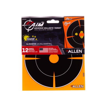 EZ Aim Adhesive Splash Reactive Paper Shooting Targets, Bullseye, 6"W x 6"H 12 Pack