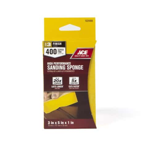 Load image into Gallery viewer, Ace 5 in. L X 3 in. W X 1 in. 400 Grit Super Fine 2-Sided Sanding Sponge
