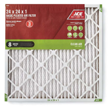 Ace 24 in. W X 24 in. H X 1 in. D Synthetic 8 MERV Pleated Air Filter 1 pk