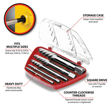 Performance Tool 5 pc. Screw Extractor Set CrMo
