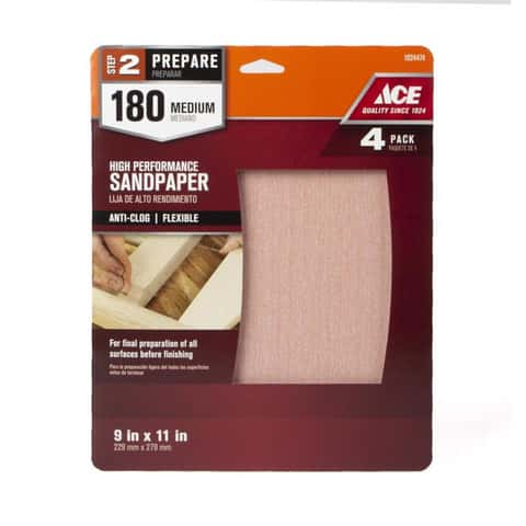 Load image into Gallery viewer, Ace 11 in. L X 9 in. W 180 Grit Aluminum Oxide All Purpose Sandpaper 4 pk
