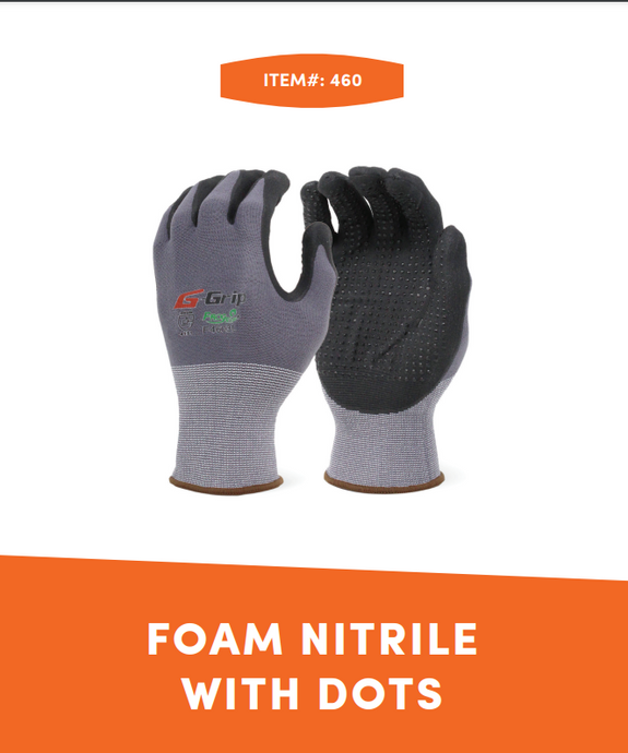 Unlined Foam Nitrile With Dots Glove Small