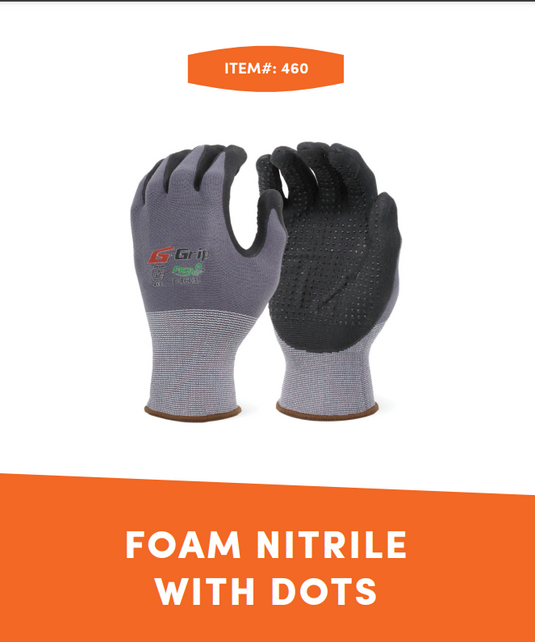 Unlined Foam Nitrile With Dots Glove Large