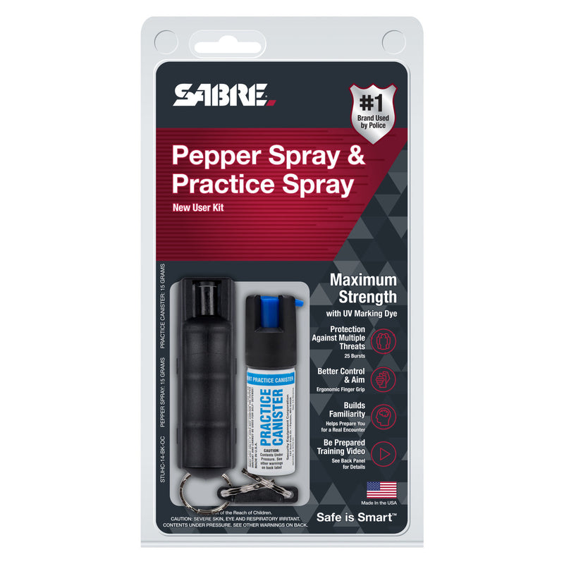 Load image into Gallery viewer, SABRE Pepper Spray w/ Quick Release Key Ring &amp; Practice Spray Canister
