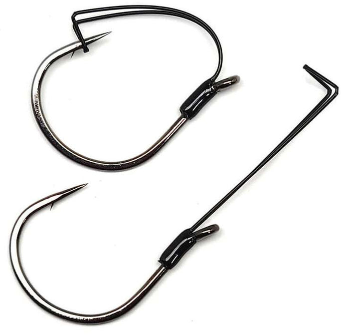 Gamkatsu Black Finesse Wide Gap Hook, Weedless, Size 4 (5 Pack)