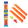 Hot Wheels Track Creator Straight Track Pack package with three orange track pieces and two adapters