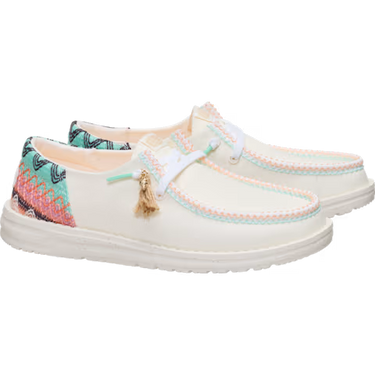 HEYDUDE Wendy Funk Beach Woven Shoe (Egret/Multi) Size Women's 7