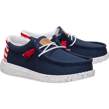 HEYDUDE Wally Youth Americana II Shoe (Navy Blazer/Multi) Size C12